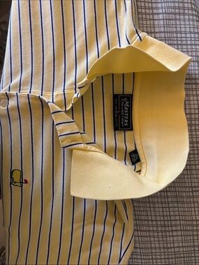 Vintage Masters Yellow Polo with Navy Stripe and Embroidered Logo